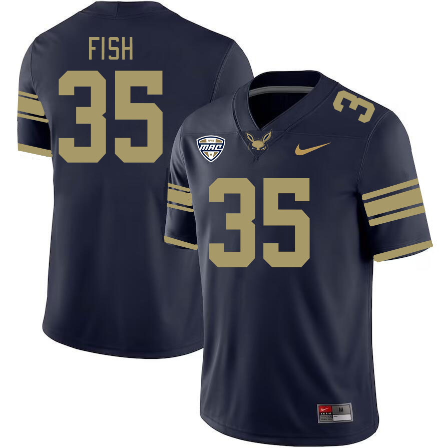 Men-Youth #35 Antavious Fish Akron Zips 2023 College Football Jerseys Stitched-Blue